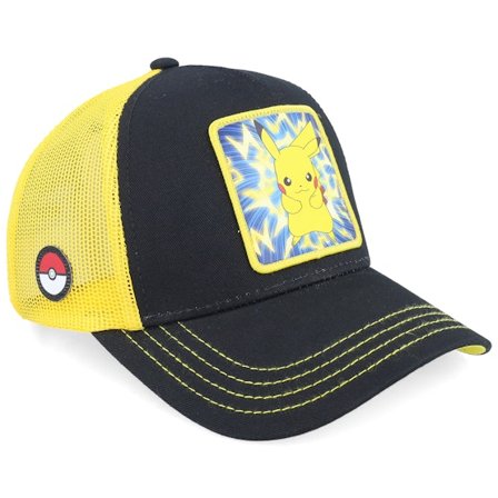 Capslab - Svart trucker Caps - Pokemon Pikachu Black/Yellow A-Frame Trucker @ Hatstore