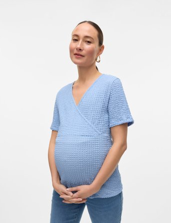 Mamalicious Mlnova Tess Ss Jrs Top 2F - Blue - XS