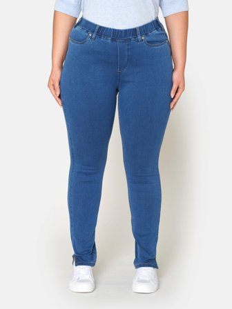 CISO - 7/8 Stretch Denim Bukser Med Elastisk Linning - Medium Blue Denim