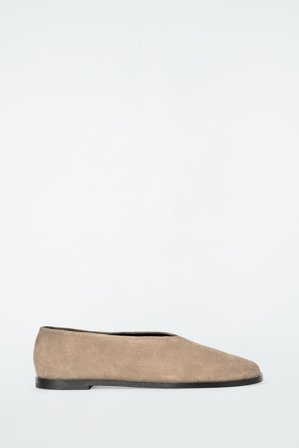COS Women's Suede Ballet Flats in Beige