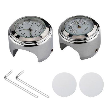 Universal motorsykkel styre klokke sykkel termometer vanntett erstatning for motorsykler sykler 22mm-25.4mm7/8""- 1"" styre sølv skall
