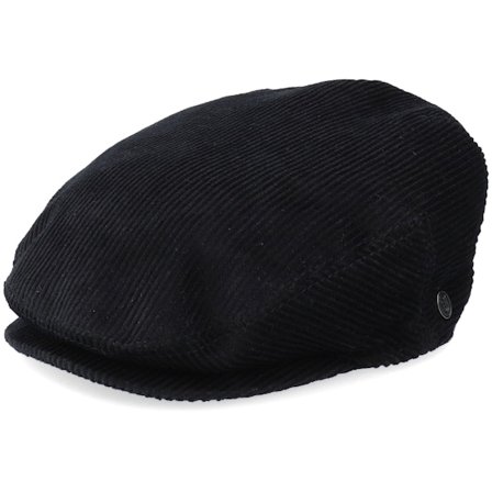 Jaxon & James - Zwart flatcap Cap - Corduroy Black Flat Cap @ Hatstore
