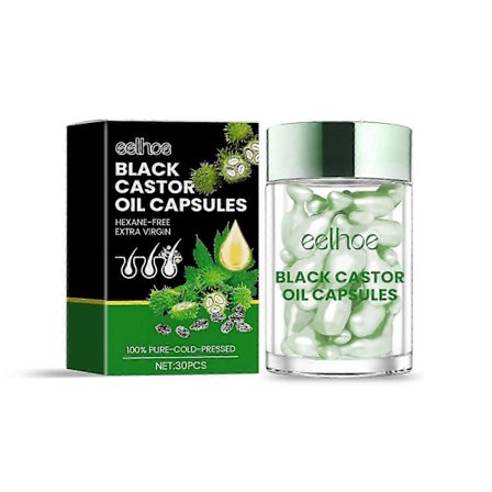 Ricinolja Hårreparationskapslar - Ger Näring, Återfuktar & Stärker Alla Hårtyper - 30 Lättanvända Kapslar för Skadat, Torrt & Kluvna Toppar