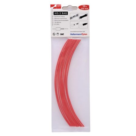 Hellermann Tyton HIS-3 Bag 1,5/0,5 Krympslang 1,5/0,5 x 200 mm, 10-pack Röd, Installationsmaterial