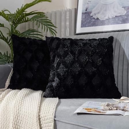 Luksusselliset mustat kaksipuoliset koristetyynynp lliset, 2 kpl - Pehme t tyynynp lliset sohvalle ja makuuhuoneeseen (18x18 tuumaa)