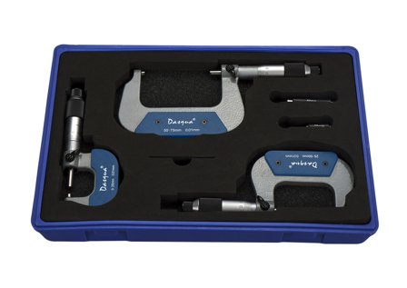 Dasqua 495168 Mikrometer 3 deler, 0-75 mm, utvendig, Måleinstrumenter