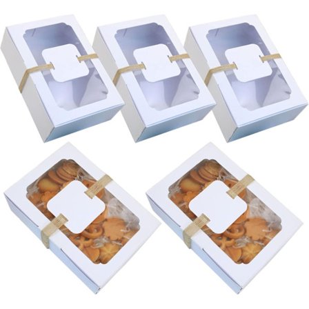 12 stk. Papirbakebokser med vindu, kakebokser, papirgodteribokser, papirgodteribokser for kjeks, kaker, desserter, bakverk