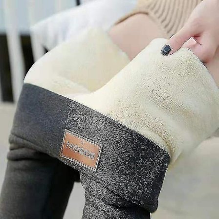 Vinter Sherpa Fleece-foret Leggings for Kvinner Høy Midje Elastiske Tykke Kashmir Leggings Plysj Varme Termisk - Perfekt Grå Grå 3XL