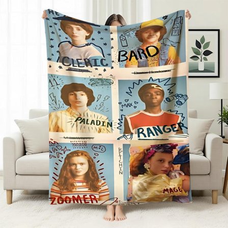 Stranger Things 5 Fleecefodrad Varm Filt, Stranger Things-tema Filt för Tupplurar, Flanellfilt, Specialtillverkad