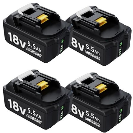 18V Li-ion batteri til Makita værktøj, 5,5Ah kapacitet, LED-indikator,4 stk