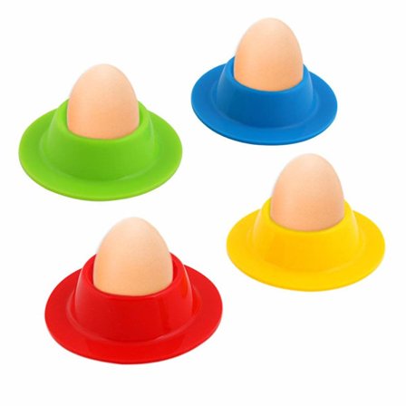 Egg Holder Set, 4PCS Silikon Egg Kopper Sett Egg Kopper Stativ for Kjøkken Kokte Egg Frokost