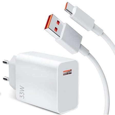 Snabbladdare - e.f.connection - 33W - USB-C - Kabel 6A - Kompatibel med Note 14 Pro plus/Note 13 A5 A3