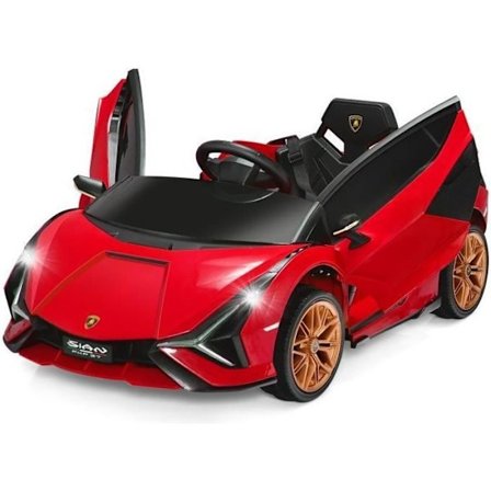 Lamborghini SIAN elbil 12V/4,5 Ah til børn 3-8 år, 2,4G fjernbetjening, 2 motorer, MP3, USB, TF, Radio, Story, Rød
