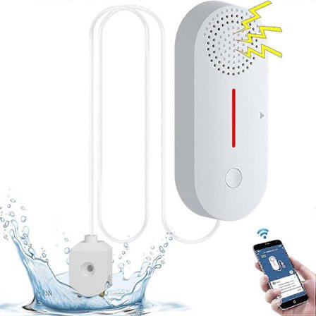 Vattenläckagedetektor WiFi, Lågnivåalarm, 100dB Högt Vattenlarm, Vattensensor med Fjärrkontroll Tuya/Smart