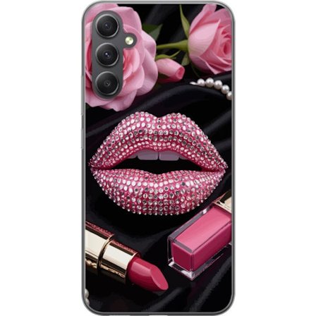 Kompatibel Mobilcover til Samsung Samsung Galaxy A05s Roze lippen diamanten make-up glitters