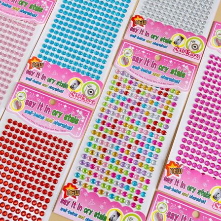 Rhinestone Stickers (5 ark i flerfarget), selvklebende Crys