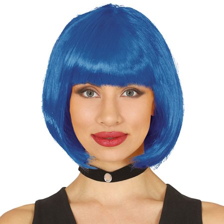 Lyhyt Peruukki Otsatukalla Sininen