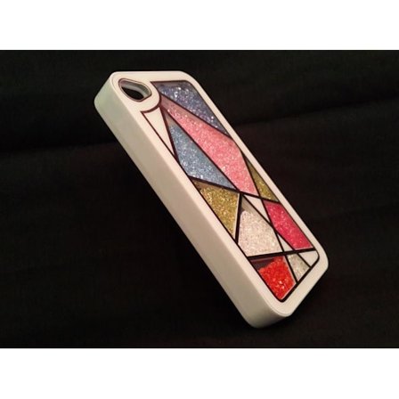 Apple Iphone 4 4S Skal Case Beads (Random Triangle) Vit