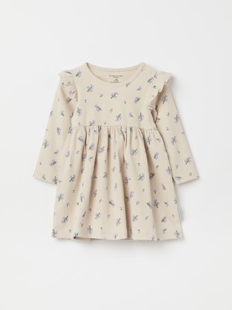 Polarn O. Pyret - Floral ribbed dress - 68 - Childrenswear - beige