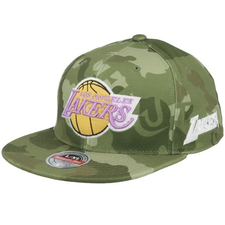 Mitchell & Ness - NBA - Camo - fitted - Cap - Los Angeles Lakers Tonal Camo Stretch Green Camo Fitted - Hatstore