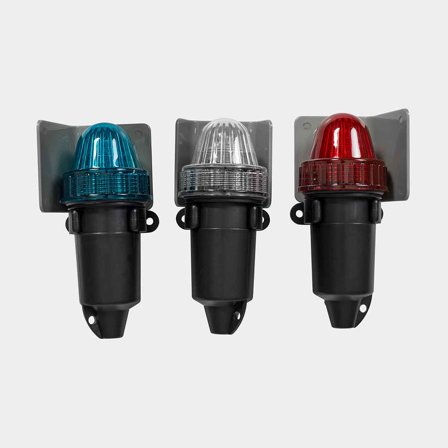 Navigation light set starboard/port/stern, battery-powered, 1.5 V, 112.5°/135°, black plastic, red/green/white, for boats < 12 meters + LED light 