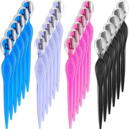 24 Stycken Ögonbrynsrakhyvlar Litet Huvud Bryn Ansiktsläpp Rakapparat Trimmer med Skyddskåpa, Mångsidiga Groomingverktyg