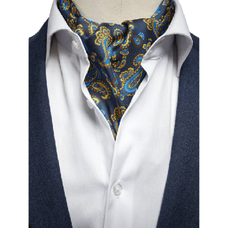 John Henric Silk Double Pointed Ascot Paisley Kostymtillbehör Herr Guld ONESIZE