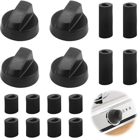 Universelt gaskomfur knapsæt - 4 ovnknapper - Plastikknapper med universel monteringsadapter