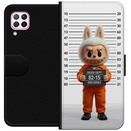 Kompatibelt Lommeboketui til Huawei Huawei P40 lite Søt tegnet kaninfigur i fengselsklær med fangenummer mot bakgrunn med lengdemåling