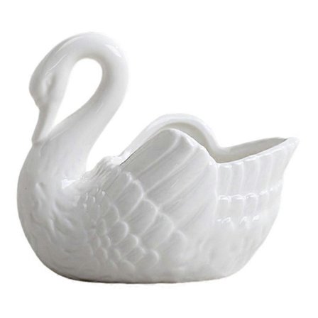 Jikaixiang Keramisk Svanprydnad Mångsidig Hydroponisk Växt Suckulenter Kruka Ljusstake Förvaringslåda Skrivbord Svan Dekoration[HK]