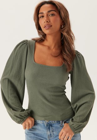 Bubbleroom - Square Neck Balloon Sleeve Top - Kläder