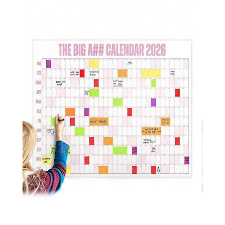 Den Store Kalender 2026 - Ekstra Stor Vægkalender med Pen og Klistermærker, 2026 Månedsplanlægger til Hjemmekontor, 84x109 cm-FS-