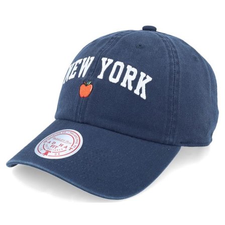 Mitchell & Ness - Blå unconstructed Keps - Big Apple Navy Dad Cap @ Hatstore