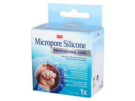3M Micropore silikontape, 5 m, 1 stk.