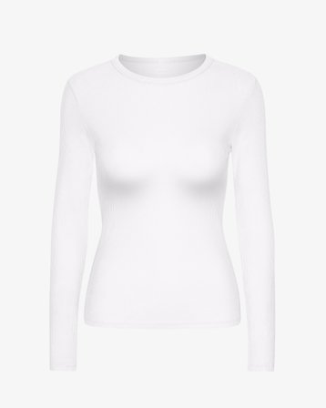 Women Organic Rib LS T-Shirt - Optical White XL