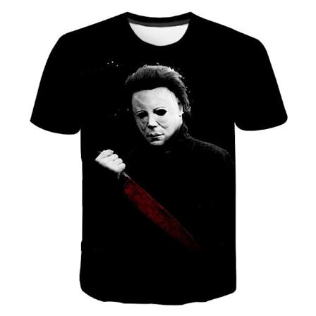 Halloween 3D-painatut T-paidat Kauhu Michael Myers Streetwear Miehet Naiset Muoti Lyhyt Hiha T-paita Lapset Tee Topit Ihmisen Vaatteet AT1111447S 150