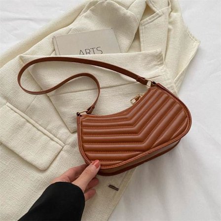 Enkel axel underarmsväska Liten fyrkantig väska BRUN