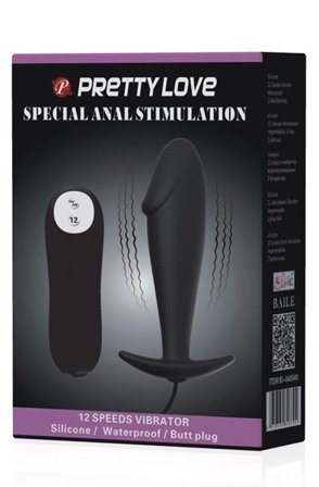 Kjøp Pretty Love Anal Plug Black with Remote Control - Analplugg med vibrator | God pris