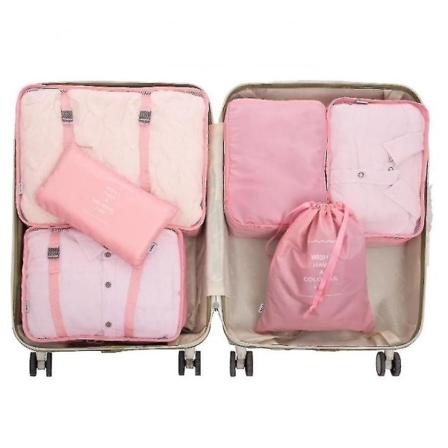 6 stk Rejsepakningskuber, Bagagepakningsorganisatorer (Pink)