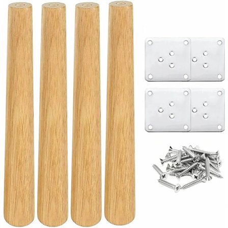 30 cm puiset pöydänjalat, 4 kpl:n setti, massiivipuiset huonekalujalat, kulmikkaat kapenevat asennuslevyillä ja ruuveilla sohvalle,,A