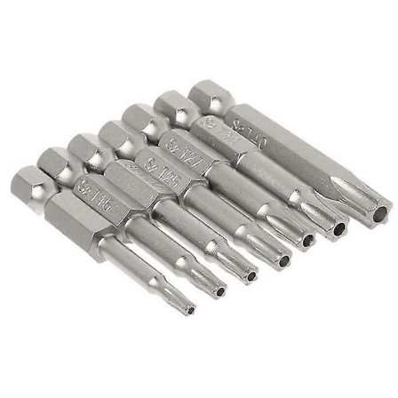 1 Sæt 7 stk. Sekskantet Skaft Stjerne Hoved Magnetiske Skruetrækker Bits 6,35 mm Bit Sæt, S2 Stål T10-t40 Skruetrækker Bits 50 mm Qyroadwolf