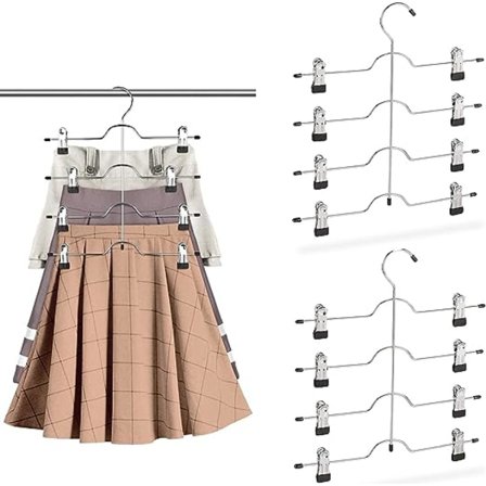 Metal bøjler til bukser, 3 stk. sammenklappelige bøjler, multifunktionsbøjle, flerlagsbøjle, med pladsbesparende bøjle og skridsikker klemme, til 