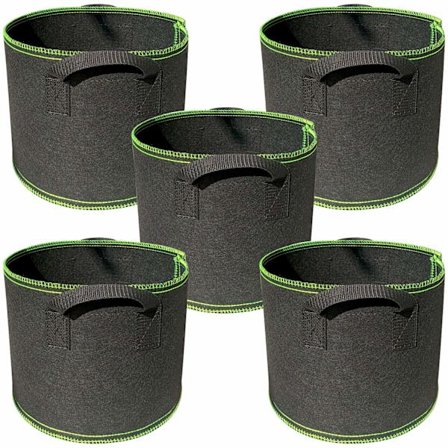 5-pack 2 gallons växtväxtsäckar trädgårdstyg krukor luftning tunga tjocka nonwoven med handtag