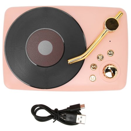 Bluetooth Højttaler Stereo USB Opladning Retro Grammofon Design Bærbar Mini Trådløs Højttaler til Hjem Fest Rejse Pink