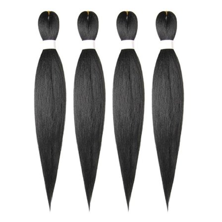 Esivenytetty punontahiukset 26 tuumaa 4 pakkausta Lyhyet hiustenpidennykset letteihin Synteettiset punontahiukset Esivenytetty 1B Luonnollinen musta