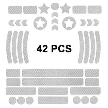 42 stk. reflekterende klistermærker vandtætte klæbende dekaler hvide