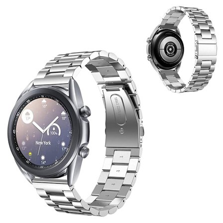 20 mm JLT klockarmband i rostfritt stål med tre pärlor för Samsung Galaxy Watch 4 - Silver