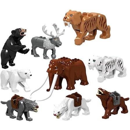 9stk/sett Bydyr Byggeklosser Zoonfigurer Modell Mammoth Sabeltann Pedagogiske Leker