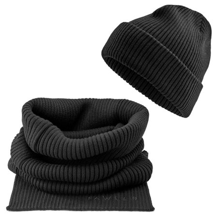 Bufanda de tubo negra urbana Frederick y gorro negro Kai para hombres - Gorros de punto