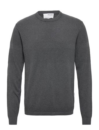 Slhmaine Ls Knit Crew Neck W Grey Selected Homme